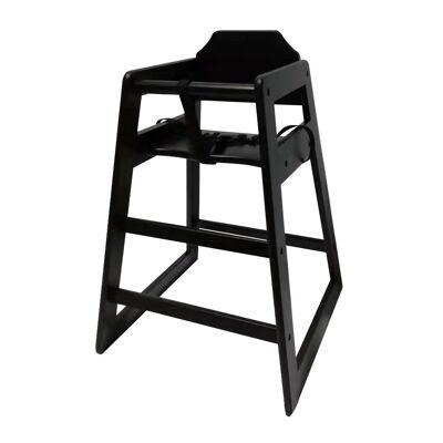 Children's high chair in black wood without tray