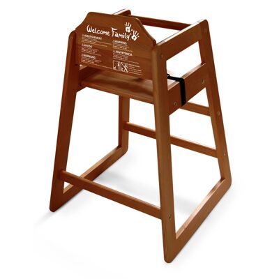 Children's high chair in dark wood without tray