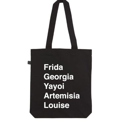 Borsa tote Frida in cotone biologico - Nera