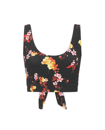 Crop top à fleurs noir et rouge 2