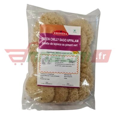 KRISHNA GREEN CHILLI SAGO PAPAD (GALLETAS DE ARROZ) - 200g