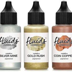 Lot de 3 encres à alcool 30 ml GOLD RUSH, SILVER MINE, COIN COPPER