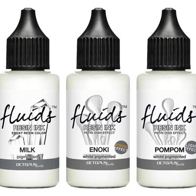 3 x 30 ml Octopus Fluids Resin Ink Set Bianco per resina epossidica