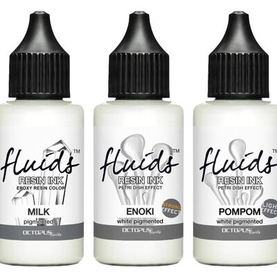 3 x 30ml Octopus Fluids Resin Ink Set White for epoxy resin