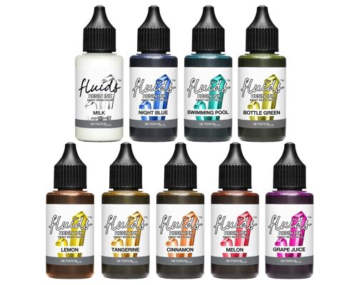 9x 30 ml Octopus Fluids Resin Ink Set LIGHT, für Epoxidharz