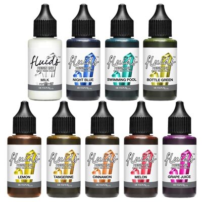 9x 30 ml Octopus Fluids Resin Ink Set LIGHT, para resina epoxi