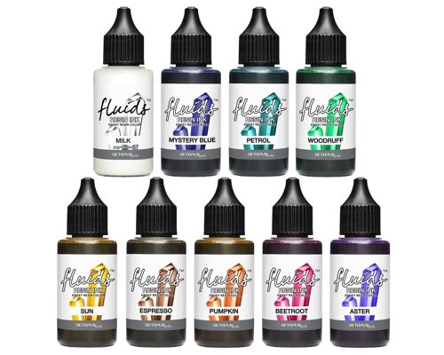 9x 30 ml Octopus Fluids Resin Ink Set DARK, für Epoxidharz
