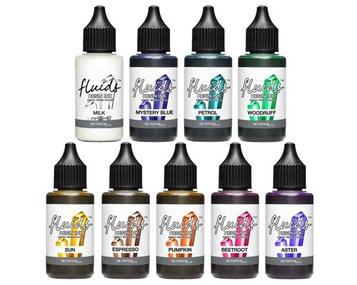 9x 30 ml Octopus Fluids Resin Ink Set DARK, für Epoxidharz