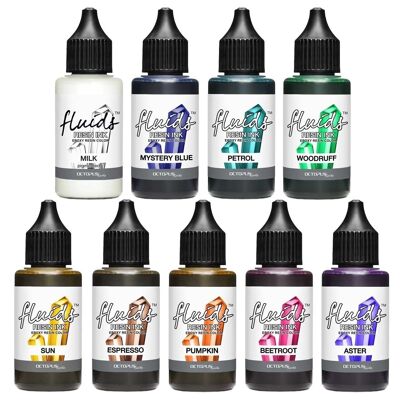 9x 30 ml Octopus Fluids Resin Ink Set OSCURO, para resina epoxi