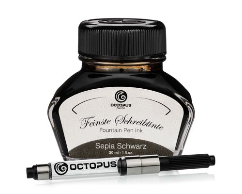 Schreibtinte Sepia Schwarz 30 ml mit Konverter