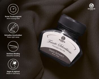 Encre d'écriture sépia noir 30 ml avec convertisseur 2