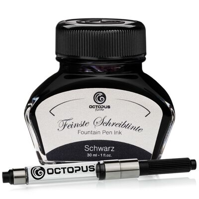 Schreibtinte Schwarz 30 ml mit Konverter