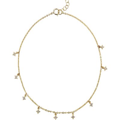 Zirconia anklet - 3mm charm - 22+3 - gold plated