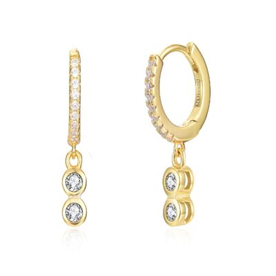Zirconia hoop earrings 11+6 mm gold plated