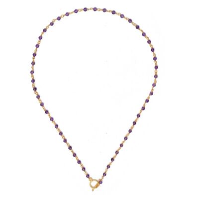 Mineral necklace - 40cm - amethyst - gold plated
