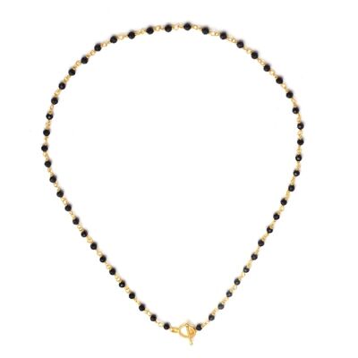 Mineral necklace - 40cm - black onyx - gold plated