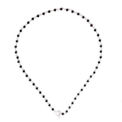 Mineral necklace - 40cm - black onyx - silver