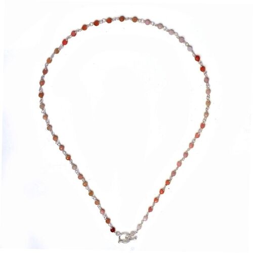 Collar mineral - 40cm - opalo rosa - plata
