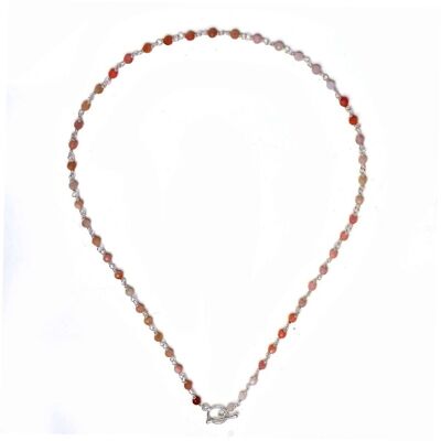 Collier minéral - 40cm - opale rose - argent