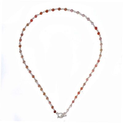 Mineral necklace - 40cm - pink opal - silver
