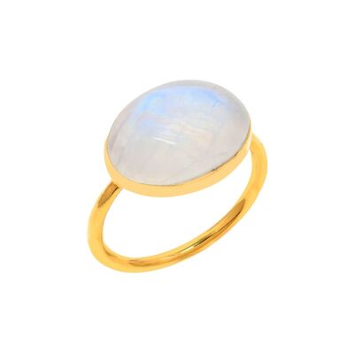 Mineral ring - oval 10*14 mm - t10 - moonstone
