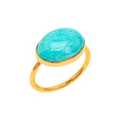 Bague minérale - ovale 10*14 mm - t10 - amazonite