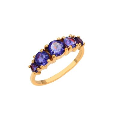 Mineral ring - t10 - amethyst - gold plated