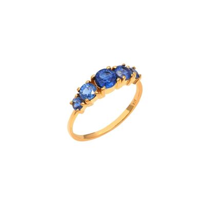 Anillo mineral - t10 - cianita - bañado oro