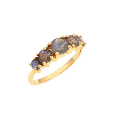 Mineral ring - t10 - labradorite - gold plated
