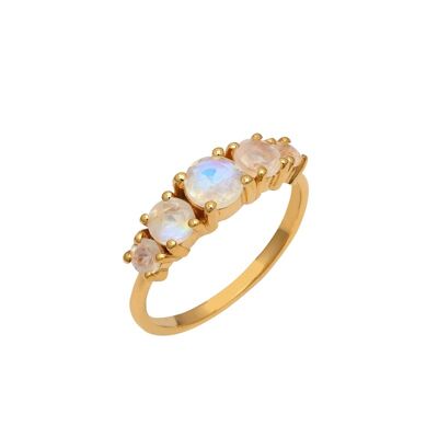 Mineral ring - t10 - moonstone - gold plated