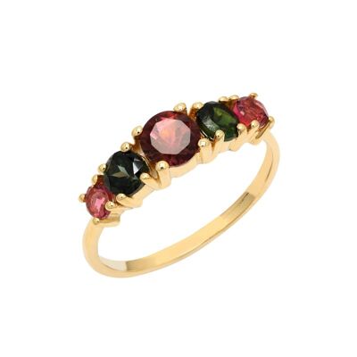 Mineral ring - t10 - tourmaline - gold plated