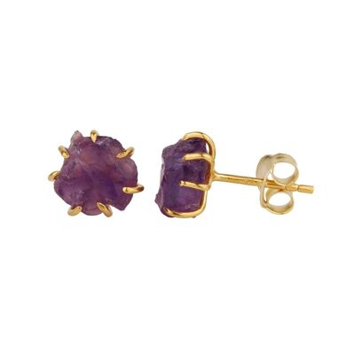 Amethyst mineral earrings - ~10*8 mm - gold plated