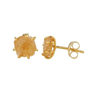 Citrine mineral earrings - ~10*8 mm - gold plated