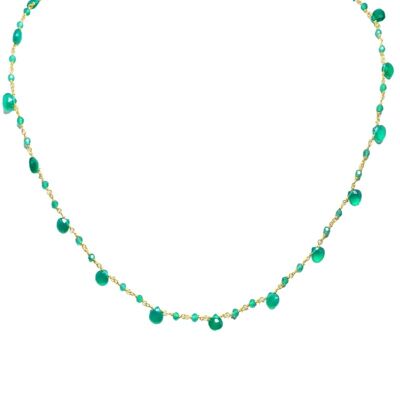 Rosary chain - green onyx - 1 meter - gold plated