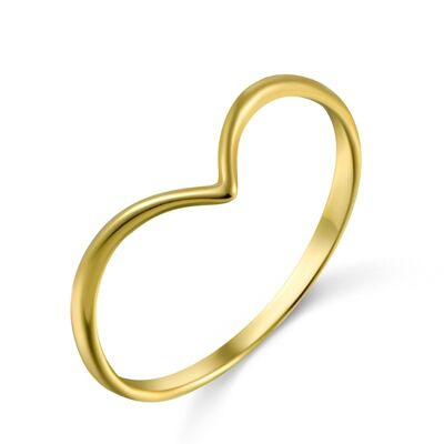 Silver ring - v - 12 - gold plated silver
