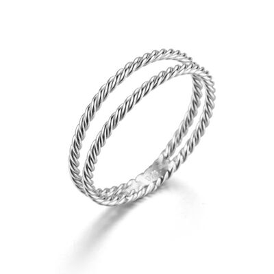 Silver ring - rhodium silver - 14 -