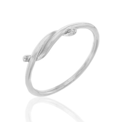 Silver ring - v - rhodium plated silver - 16 -
