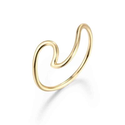 Silver ring - wave - gold plated silver - 10
