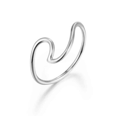 Silver ring - wave - rhodium silver - 16