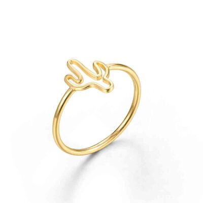 Silver ring - cactus - 12 - gold plated silver