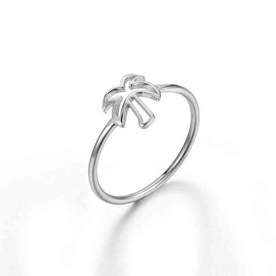 Silver ring - palm tree - rhodium plated silver - 10