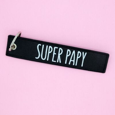 Super Papy woven lanyard keychain