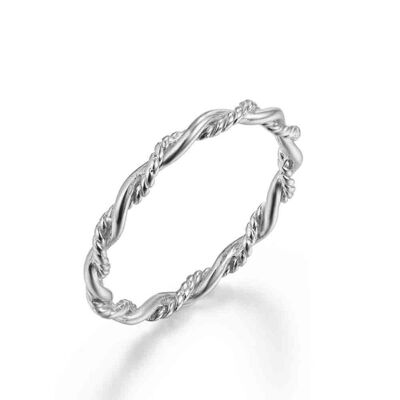 Silver ring - braid - rhodium silver - 10