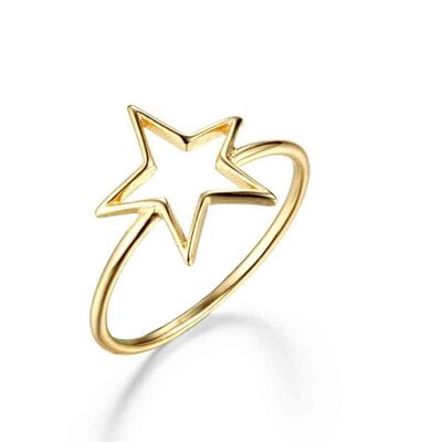 Silver ring - star - gold plated silver - 10