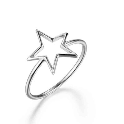 Silver ring - star - rhodium silver - 10