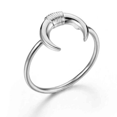 Silver ring - horn - rhodium silver - 10