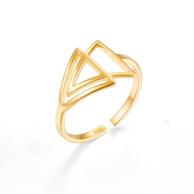 Anillo plata - triangulo - 14 - plata chapado oro