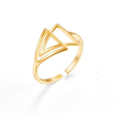 Silver ring - triangle - 14 - gold plated silver