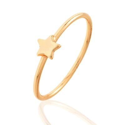 Silver ring - 1.2mm star - gold plated silver - 10