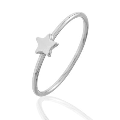 Bague en argent - étoile 1,2 mm - argent rhodié - 10